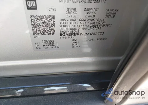 2021 Buick Enclave Fwd Essence z USA, uszkodzony, nr VIN 5GAERBKW3MJ252772